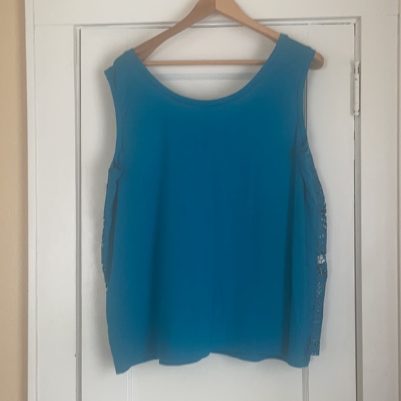 Lane Bryant Size 18/20. Thick lace, Robin egg blue sleeveless tank top. - Picture 2 of 6